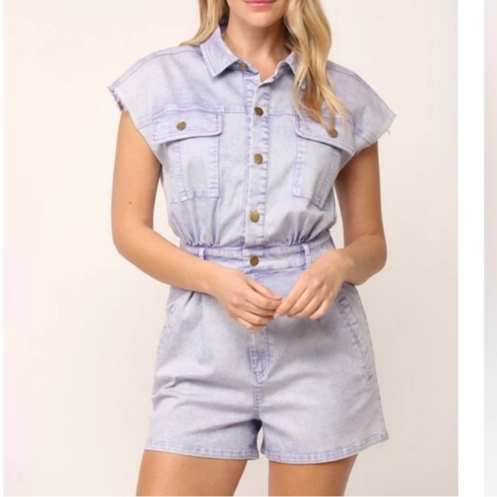 Boutique Purple Denim Romper